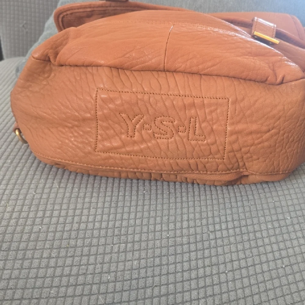 Yves Saint Laurent Tan Leather Satchel with Gold Hardware